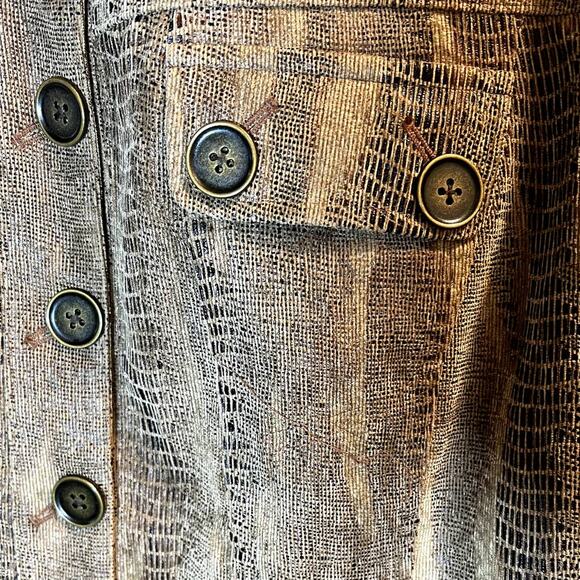 Chico's, Snake Skin Print Brown Gold Jacket, Buttons, sz 1 - Picture 4 of 10